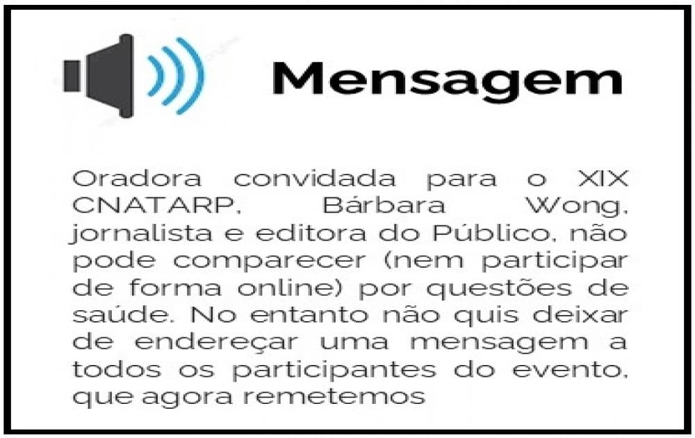 Mensagem Bárbara Wong - Oradora no XIX CNATARP